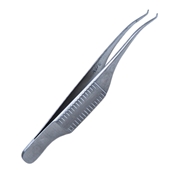 Katzin-Barraquer Corneal Utility Forceps, Colibri Style, Serrated Handle With Polished Finish, 1 X 2 (0.4mm) Teeth, 7mm Tying Platform, And Overall Length Of 2 7/8" (73mm)  